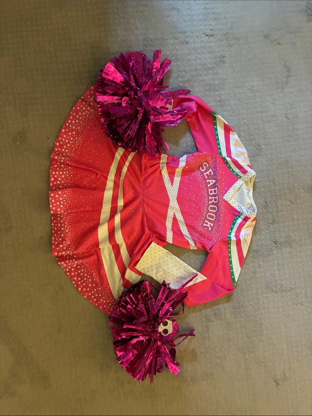 Seabrook Kids Pink Cheerleader Costume with Pom-Poms (from Disney Movie Zombies)
